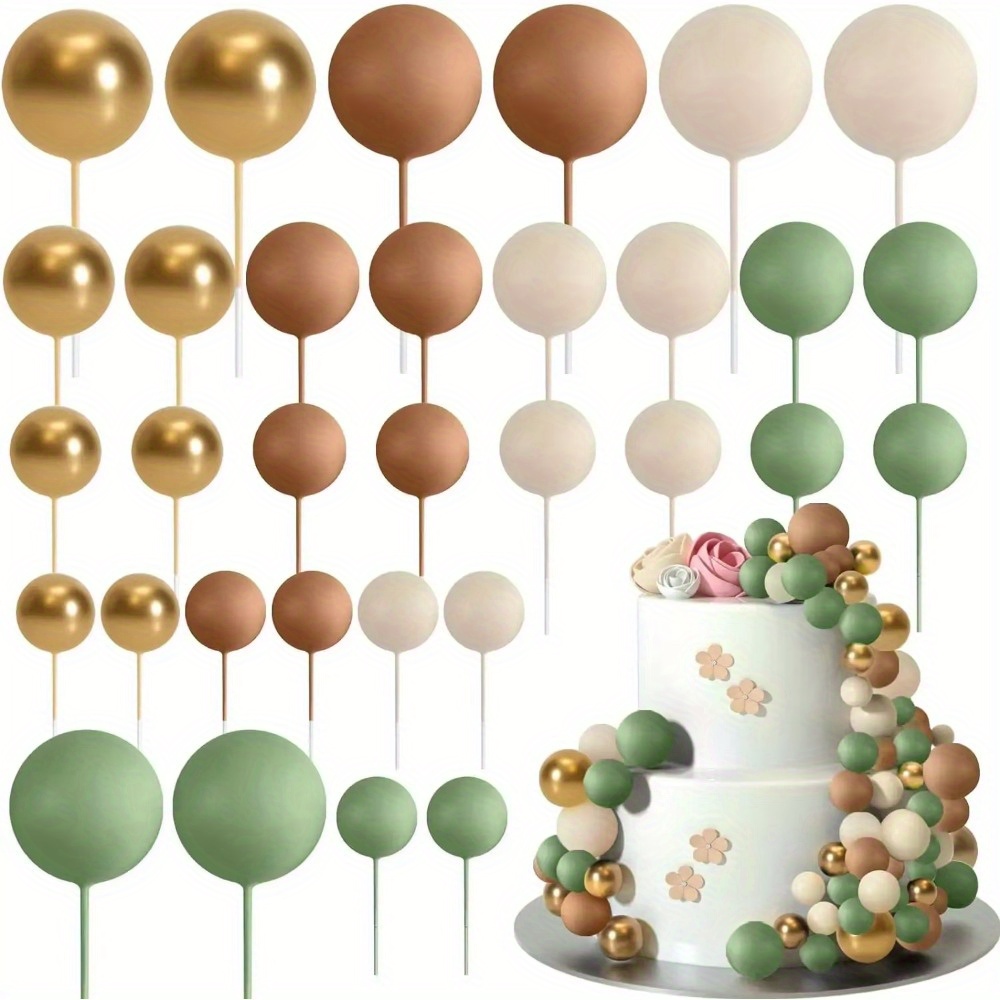 TEMU 32 Adet Top Pasta Süsü Dekorasyonları Mini Balonlar Pasta Süs Çubukları Köpük Toplar Pasta Çubukları Pasta Süs Topları Pasta Dekorasyonları