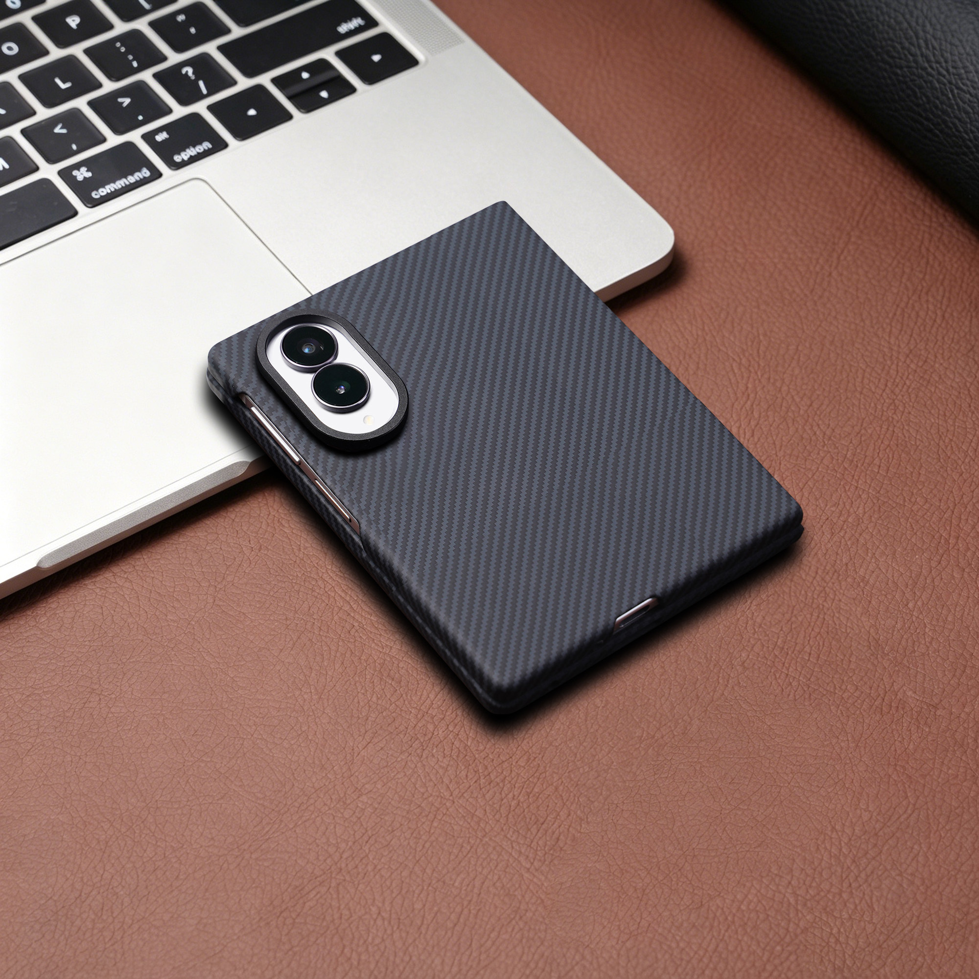 TEMU Coque de téléphone - Coque de téléphone adaptée pour Samsung Galaxy Fold 8 Wide New en fibre de carbone, magnétique, mince, pliable, avec écran