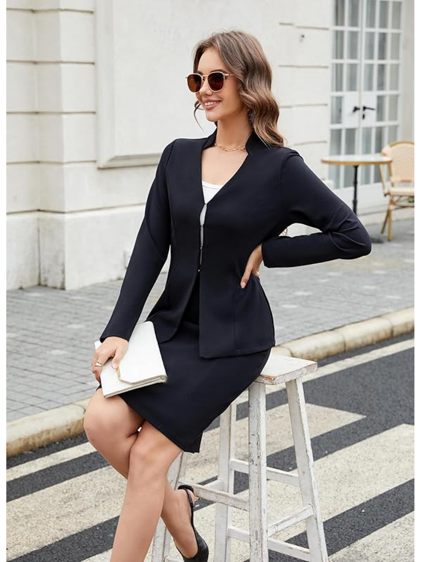 formal dress for women office wear with blazer Spring Summer Woman Office Work Blazer Coat Dress Suit for Women White –  suitwomens