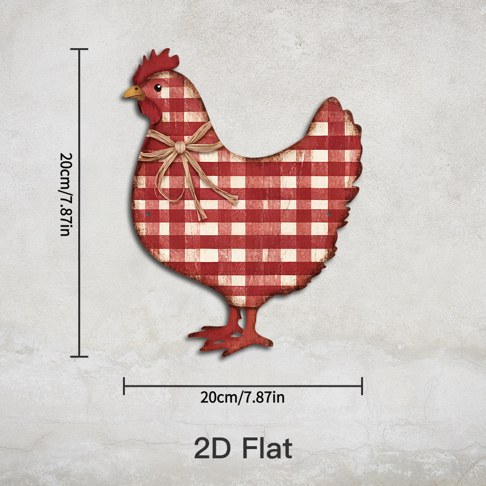 TEMU Art mural décoratif plat 2D, 1 pièce, Putuo de poule style bois—pièce décorative/extérieure moderne sur le thème de , convient , la ferme, , , ,