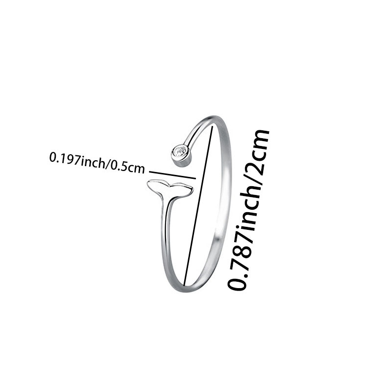 S925 Silver Mermaid Tail Open Ring for Daily Wear