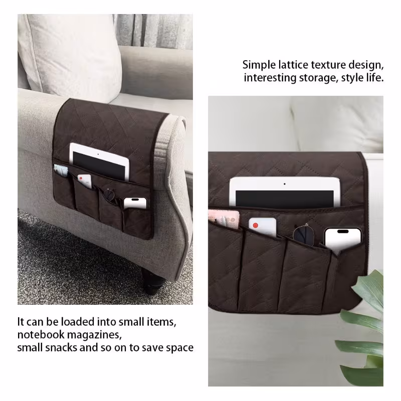 1pc sofa side armrest pocket storage bag hanging bag for magazines and remote controls by the sofa bed featuring 5 separate pockets suitable for the living room Product details 4