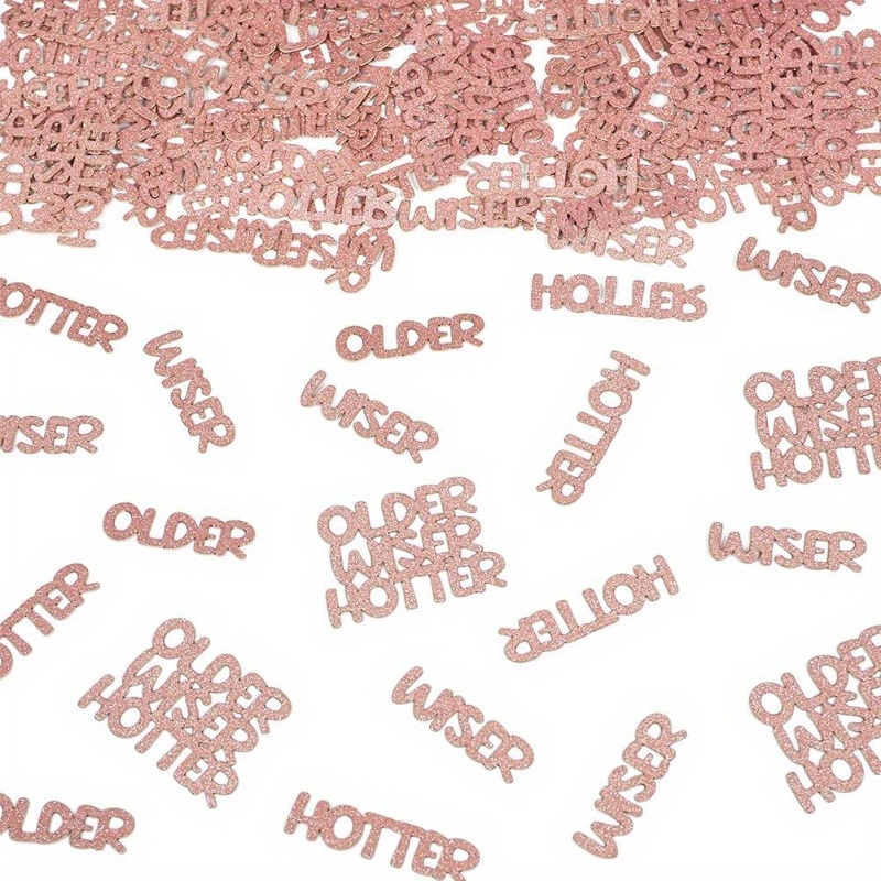 Image of Older Wiser Glitter Confetti For Balloon Decorations, Suitable For Rose Golden Birthday Party Table , Pink Table Decor For Women's 25th 30th 40th 50th 60th 70th Birthday Anniversary Confetti (30pcs)