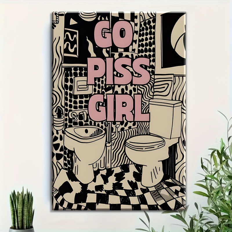 1pc "" Framed Wall Art - Zebra Print Retro Room Decor With Wooden Frame, Bathroom Art Suitable For Bathroom, Bedroom, - Wrapped Canvas Art (framed Wrapped Canvas), 2d Flat, Perfect For Room Decor