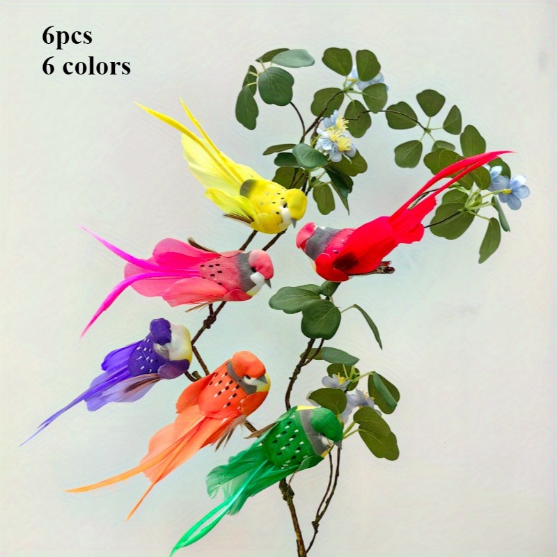 Image of 6pcs, Foam Artificial Bird Decorative Hanging Ornaments, Suitable For Home Decoration, Gardening, Outdoor Decoration, Holiday Decoration | A Spring