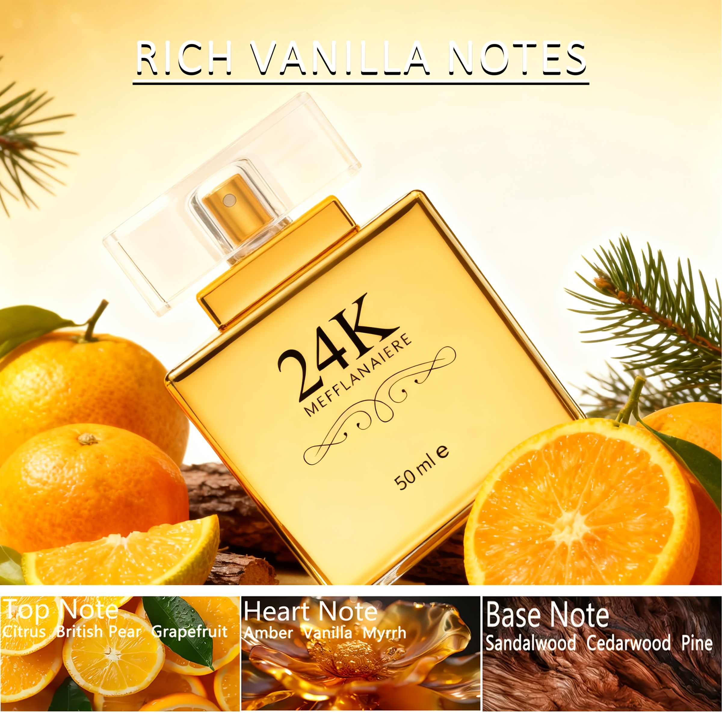 TEMU Luxurious Women's Perfume Made With 24k Golden, Featuring Floral And Fruity Notes With , Rose, And Amber Scents. This Elegant Perfume Is Perfect