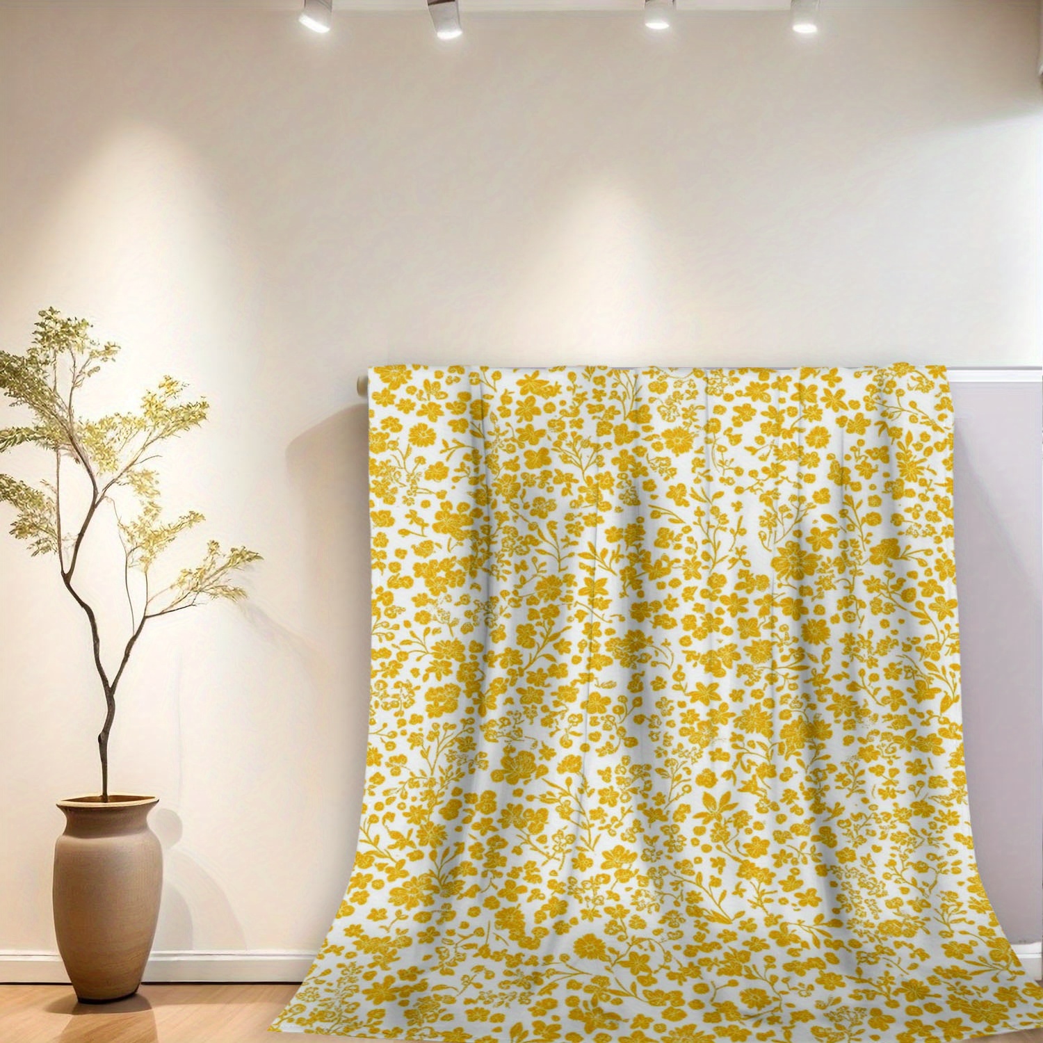 luxury yellow floral pattern flannel bed blanket Temu Ireland