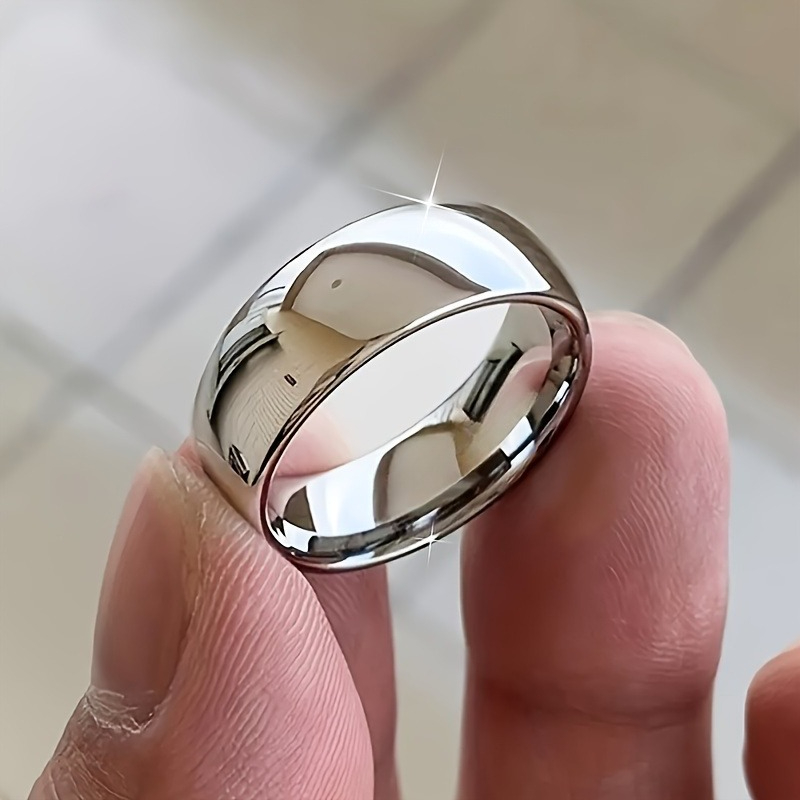 TEMU Bague brillante de 6 mm en argent S925 925, conçue dans un style décontracté parfait pour tous, avec une de bague unique facile, idéale pour