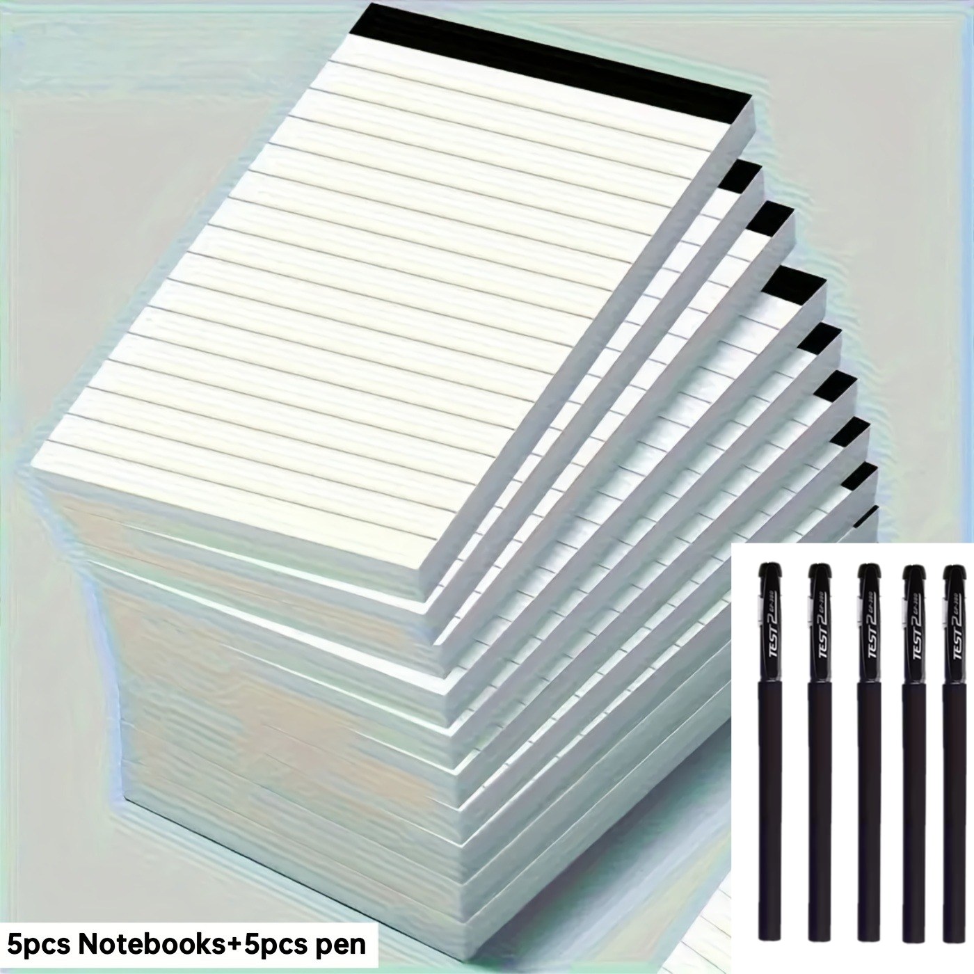 E-shop 10-teiliges Set: 5 Notizbücher + 5 Stifte, multifunktionale Notizbücher mit linierten Seiten, 30 Seiten pro Notizbuch, Größe 7,62×12,7 cm, ideal