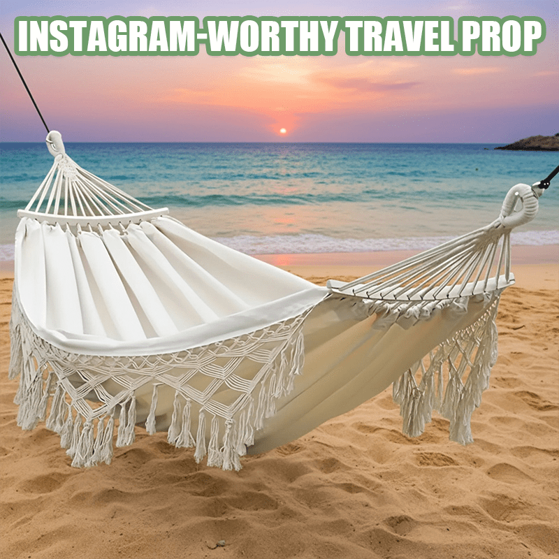 4 Color Tassel Canvas Hammock White Tassel Hammock Hammocks for Outside Outdoor Furniture Portable for Camping Yard Australian Local Warehouse Fast Delivery Perfect Valentine's Day Gifts Ideal for Ramadan