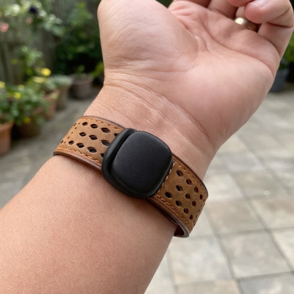 Men'S Genuine Leather for apple Watch Band | Rugged European And American High-End Crazy Horse Leather With Magnetic Clasp | Retro Breathable Hole Design | Compatible With Titanium 316 Stainless Steel | Fits for apple Watch Series 10, 11, 9, 8, 7