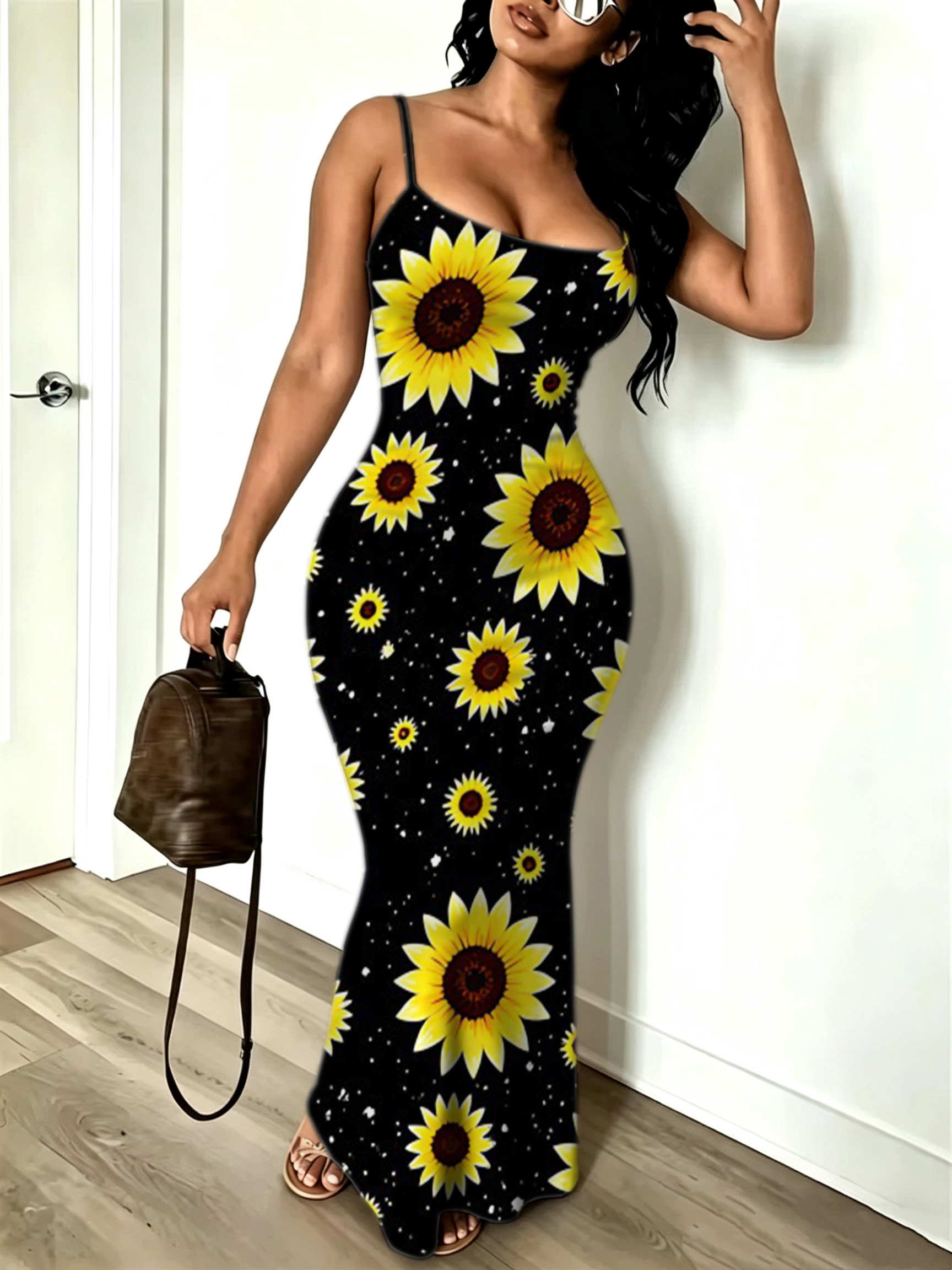 bodycon sunflower dress dresses sold on Temu United States Tanpa Lengan The Average Costs for Color:Off-White making it ideal for