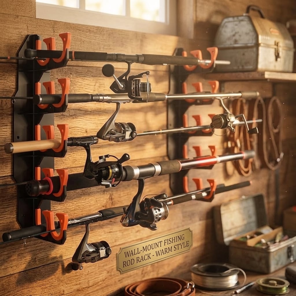 fishing rod holder suitable for wall or warehouse installation