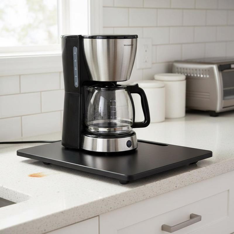 Sliding Board, 33 X 40.6cm, Board With Rubber Wheels And Hollow Handle, Easy To Clean, Slider Board, Appliance Rolling Board, Easily Movable Base For Coffee Machine, Food Processor, Black