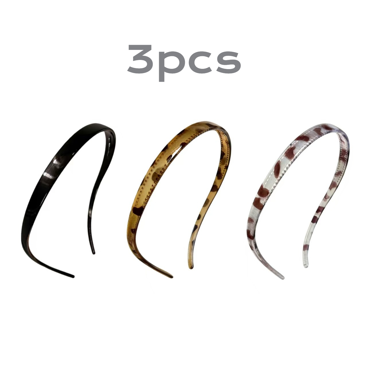 TEMU 3-pack Women's Non-slip Toothed U-shaped Travel Headbands, High- Style Face Washing Headbands, Suitable For Daily Wear