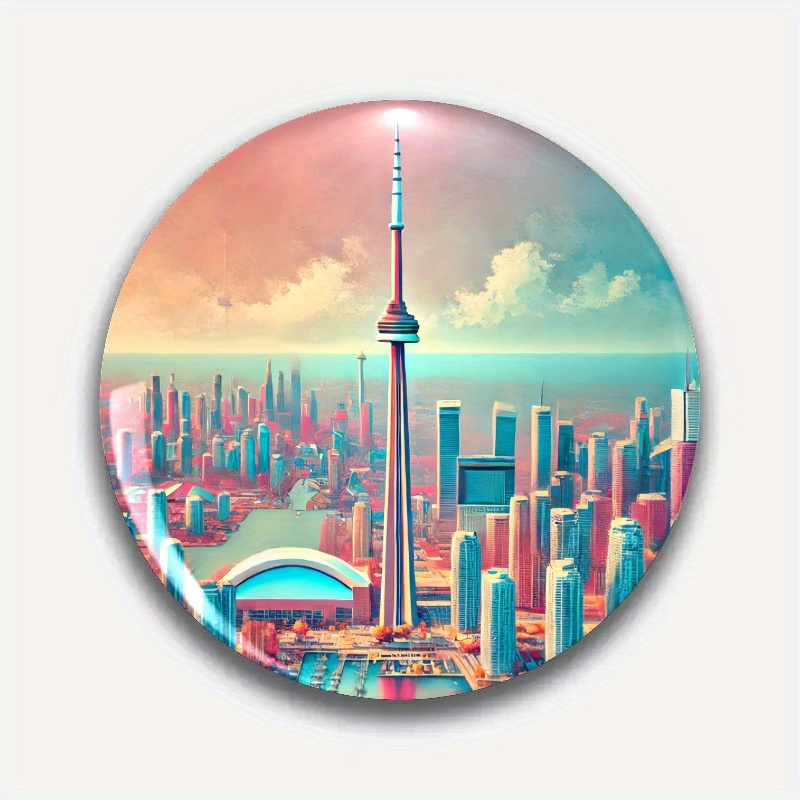 TEMU 1pc Toronto Magnetic Fridge Sticker - Vibrant Round Metal Decor For Refrigerators, Whiteboards, Artwork, Photos, And More - Perfect Gift For