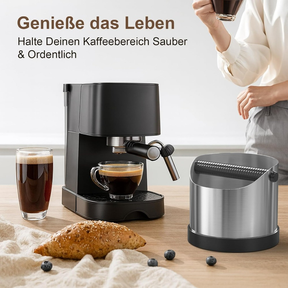 TEMU Knock Box Espresso Accessories, Shock-absorbent Barista Style Coffee Knock Box Stainless Steel Espresso Container, Removable Knock Bar And