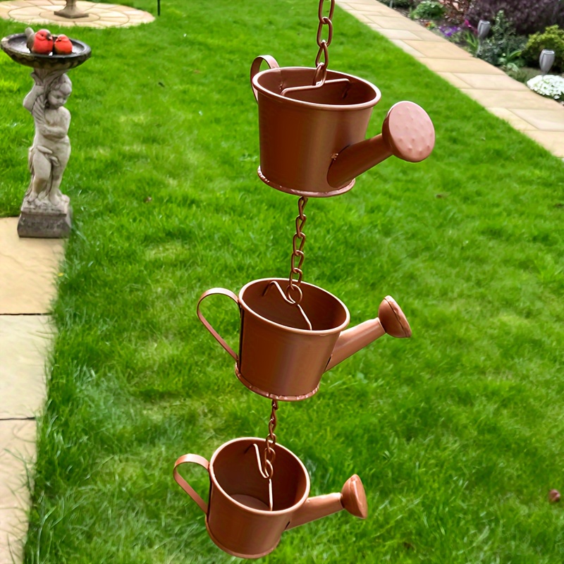 Image of Metal Garden Art With Wind Chimes-iron Rainwater Collector And Outdoor Decorative Chain
