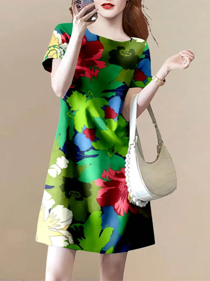 womens bohemian floral print mini dress japanese korean Temu