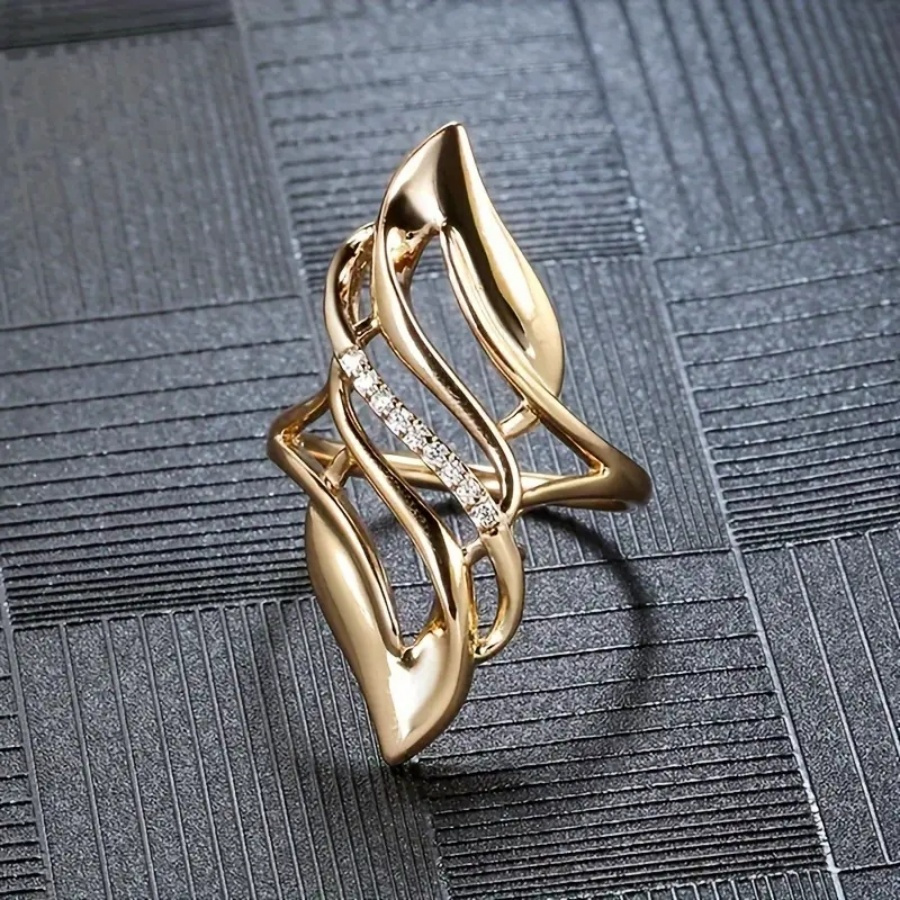 

Elegant Luxury Copper Ring With Synthetic Zirconia, Jewelry, For , Parties, And Weddings, Perfect Valentine's Day Gift