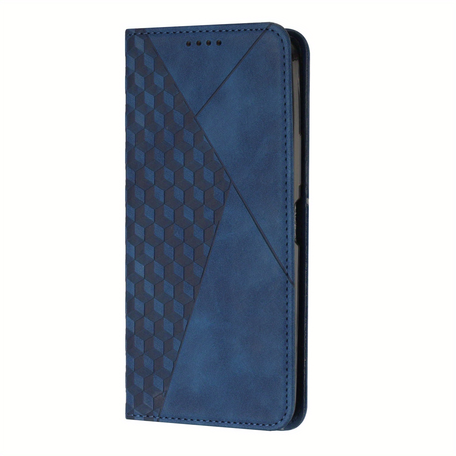 TEMU Phone Case - High-quality Business Multifunctional Phone Case With A Strong Magnetic Feel In A Royal Blue Diamond Pattern, Suitable For Models