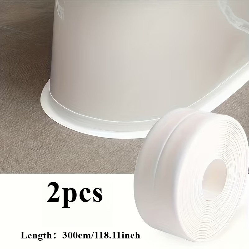 TEMU 2 Rolls 118.11 Inches Heavy Duty Sealing Tapes, Suitable For Sinks, Shower Rooms, Bathtubs, And Toilets - Plastic Gasket Strips For Leak Repair,