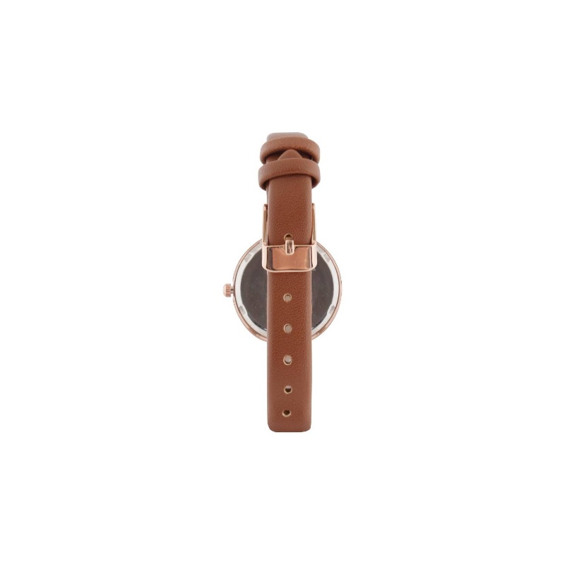 Digitime Lds PU Cube Stone Watch Tan Rosegold | Non-rechargeable Battery, Non-standard Battery Type 9V