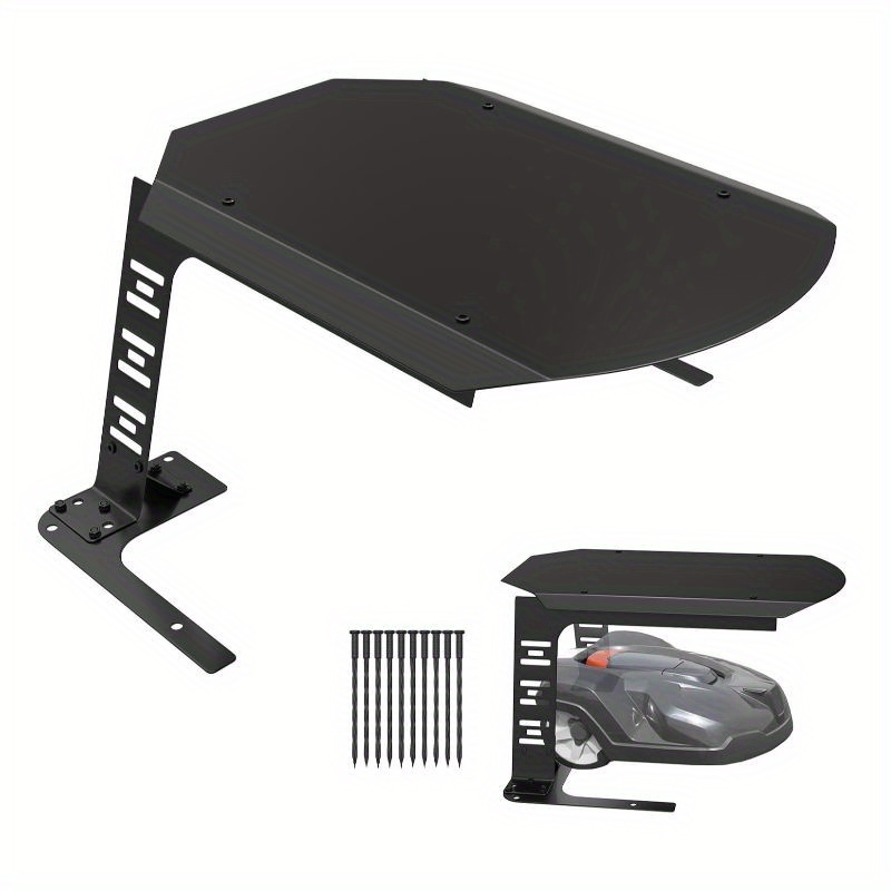 E-shop Allwetter-Eiserner Roboter-Rasenmäher-Garagenüberzug mit Belüftung und Entwässerung, UV- & Rostbeständig, 77x94x36 cm, Schwarz, Inklusive