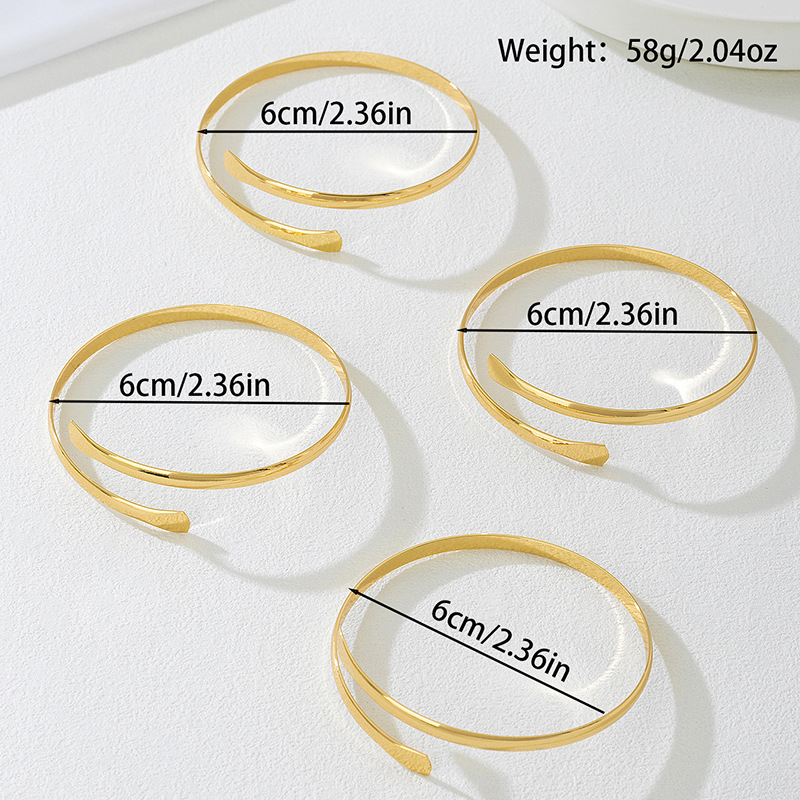 6pcs 14K Plated Stackable Open Cuff Bangle Bracelet Set