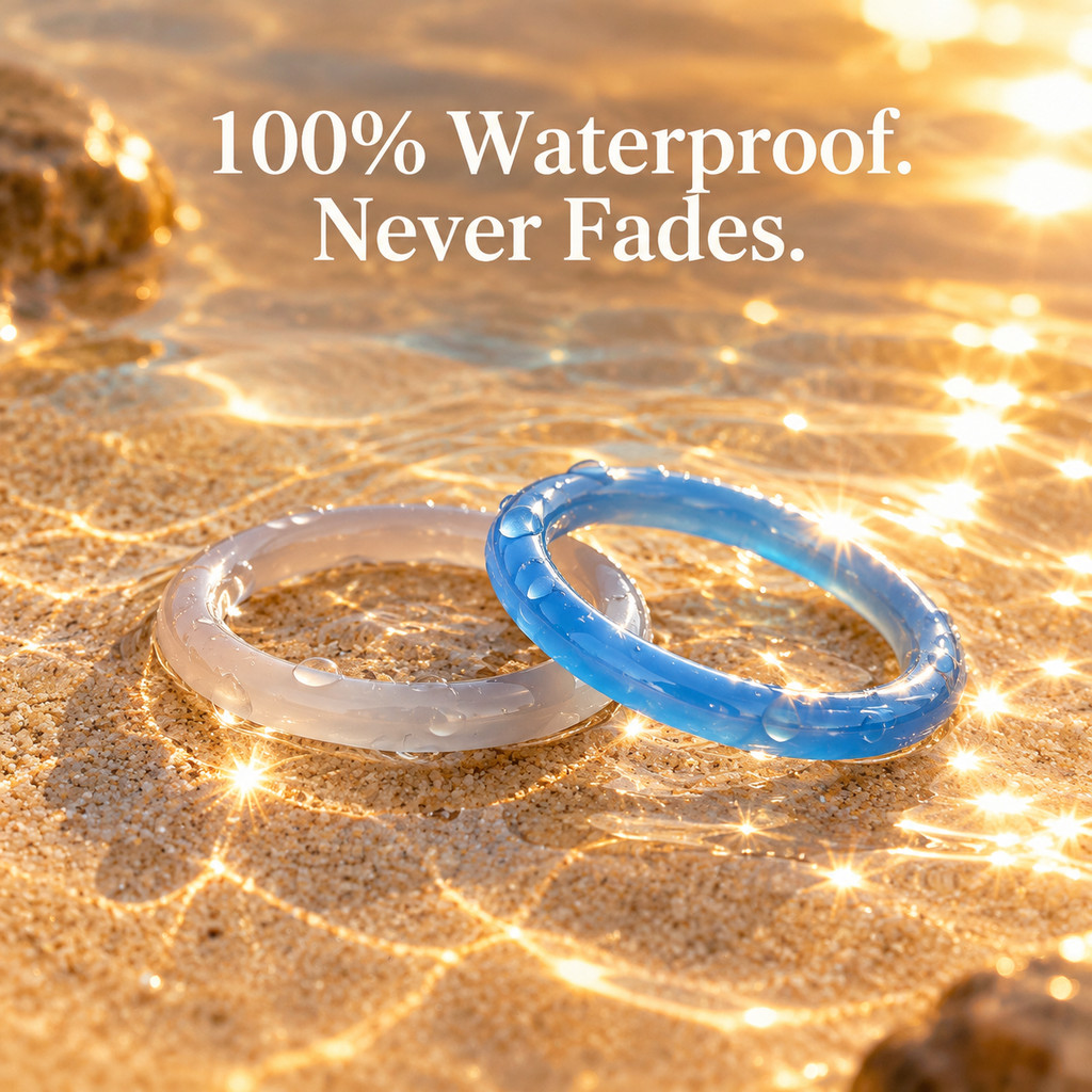 2pcs Natural Stone Ring Set - Gray & Blue Agate