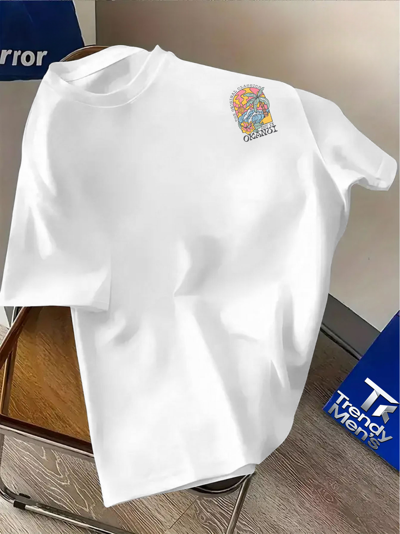 this teenagers t shirt features a heat transfer print design with a tropical retro   for teenager