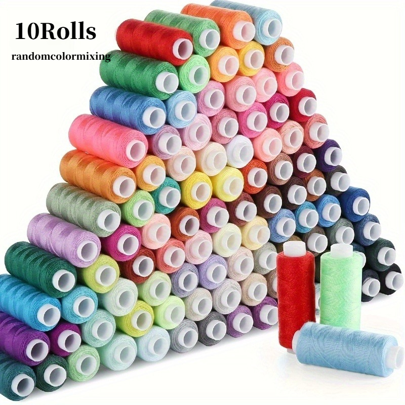 TEMU 10 Rolls Of Random Color Polyester Sewing Thread - Colorful Spool, Suitable For Sewing Machines And Hand Sewing, Bright Random Colors, Suitable