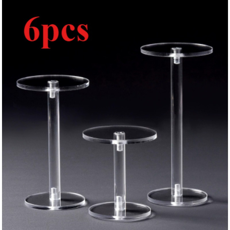 6pcs Transparent Acrylic Ladder And Circular Small Display Stand Is Suitable For Anime Characters, Small Model Display Stands, Jewelry Racks And Perfume Display Bases(3sizes)