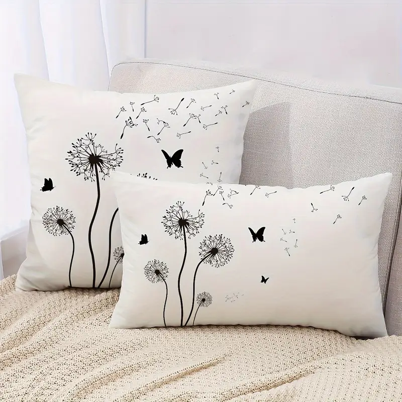1pc double sided dandelion print throw pillow cover decorative pillowcase with envelope closure machine washable for sofa bedroom living room car decor no insert included Product details 0