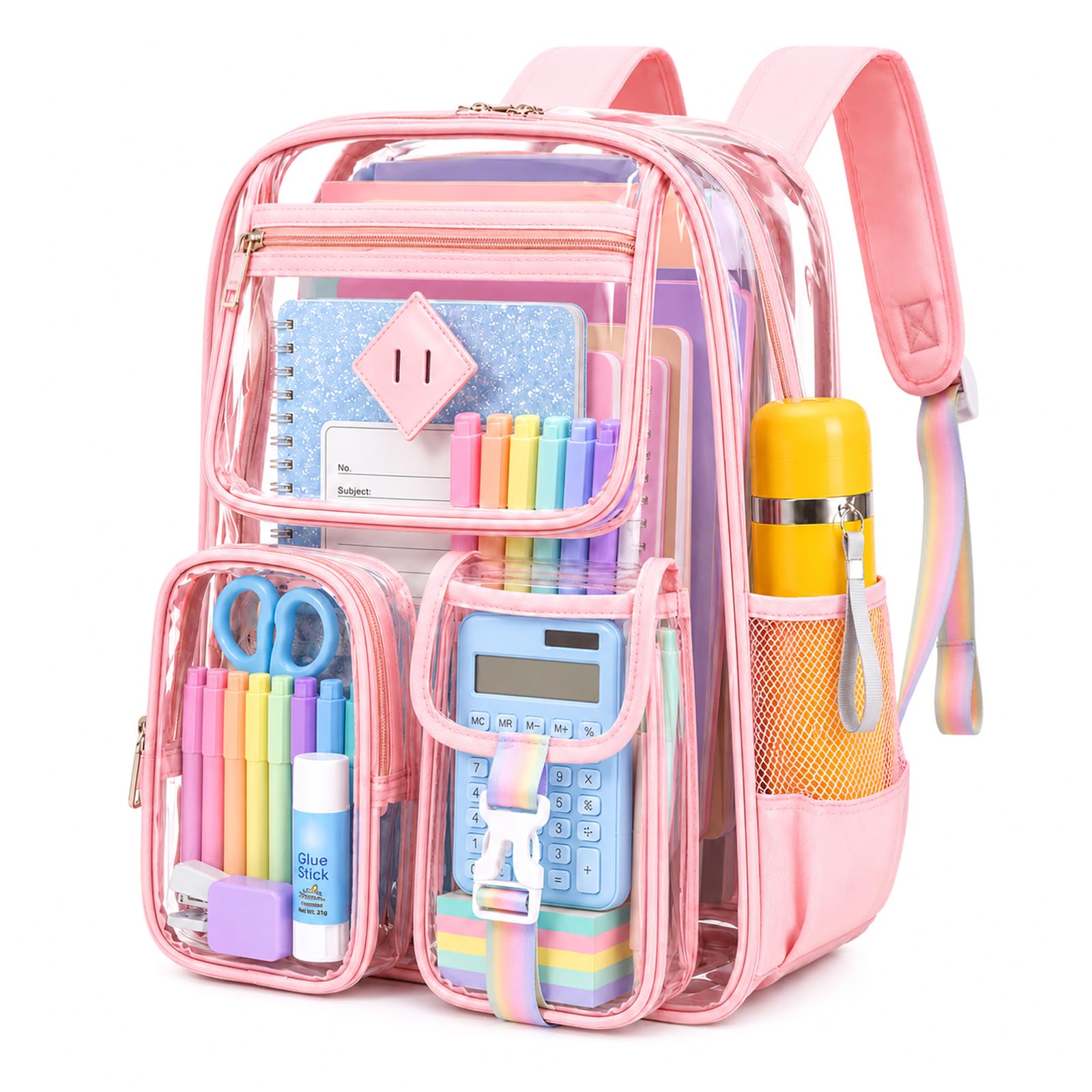 Clear School Backpack, Heavy Duty Pvc Transparent Bookbag For Girls Stadium Approved See-through Backpack