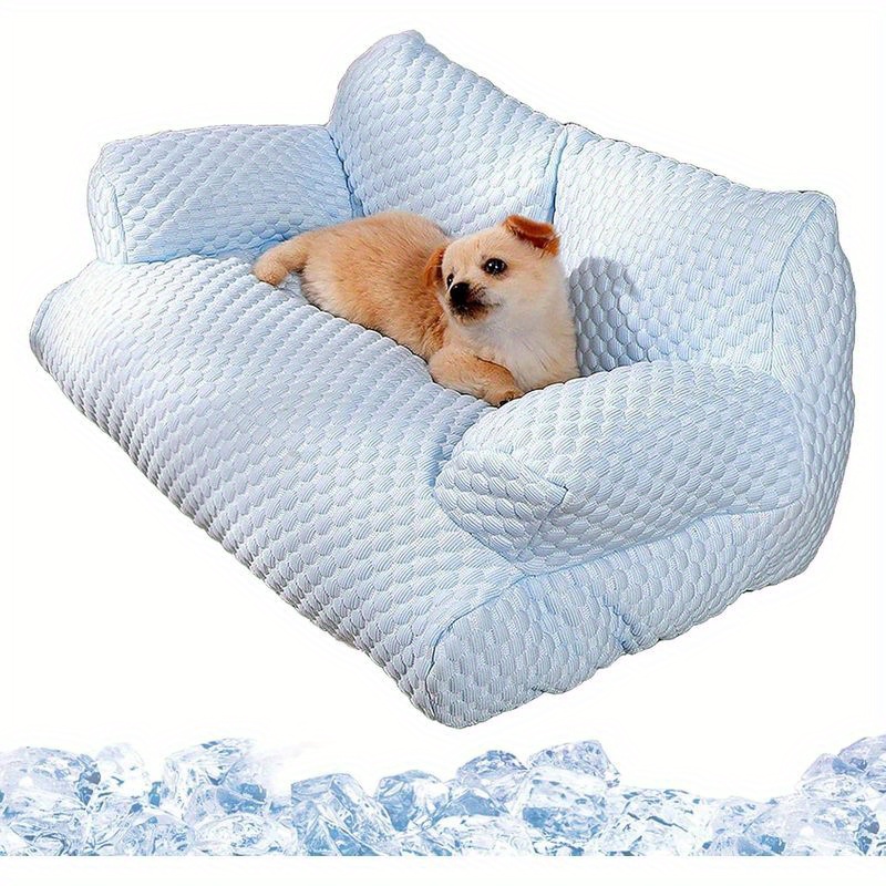 ice   fiber fabric cooling pet bed breathable washable dog sofa bed summer   ice   fiber fabric bed for cats and dogs suitable for small medium large cats and dogs Product details 0