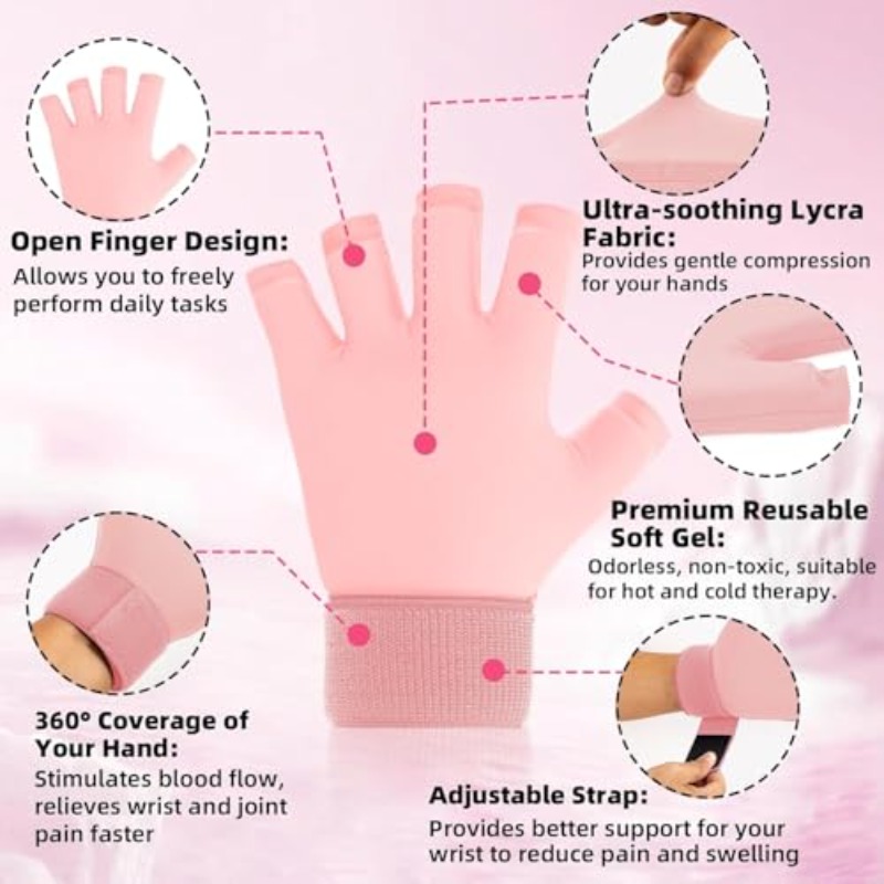 1pc AGDGV Medical-Grade Arthritis Compression Ice Glove with Adjustable Wrist Strap & Reusable Gel Cold Pack - for Hand, Wrist, Fingers - Carpal Tunnel, Tendinitis, Osteoarthritis, Rheumatoid - Cold & Heat, Ergonomic Design