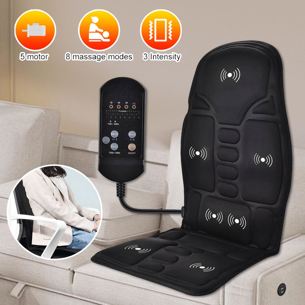 8 Modes Full Body Back Massager Warm Shiatsu Massage Chair Seat Pad Cushion Adjustable Time