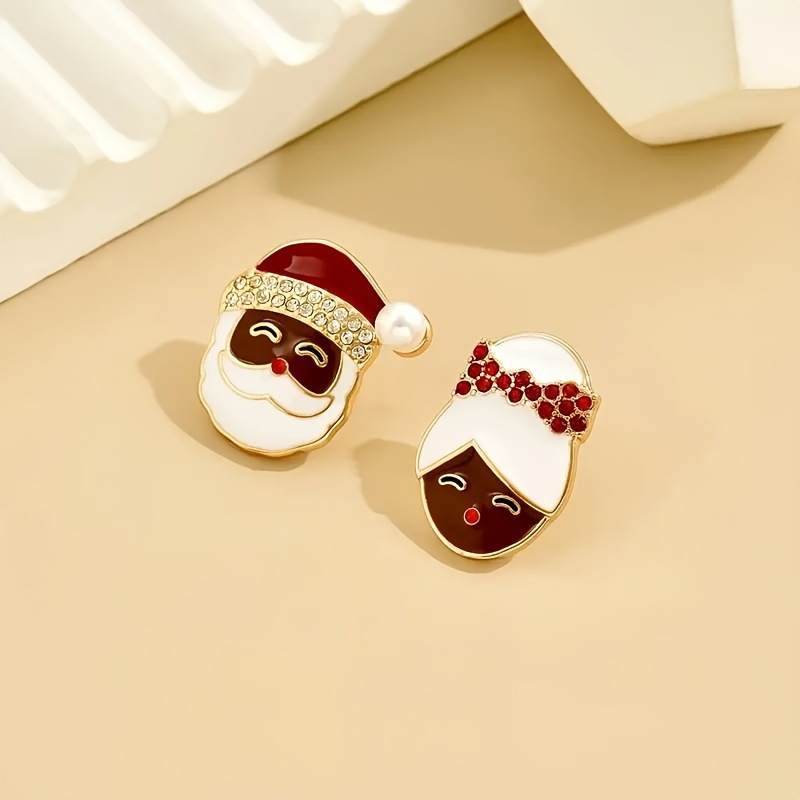 TEMU Festive Santa & Grandma Earrings - Holiday Jewelry With Red Bow & Santa Hat, Perfect For Christmas, Weddings, Parties, And Gifts For Wife, Daughter, Or , Christmas Earrings, For Teenager