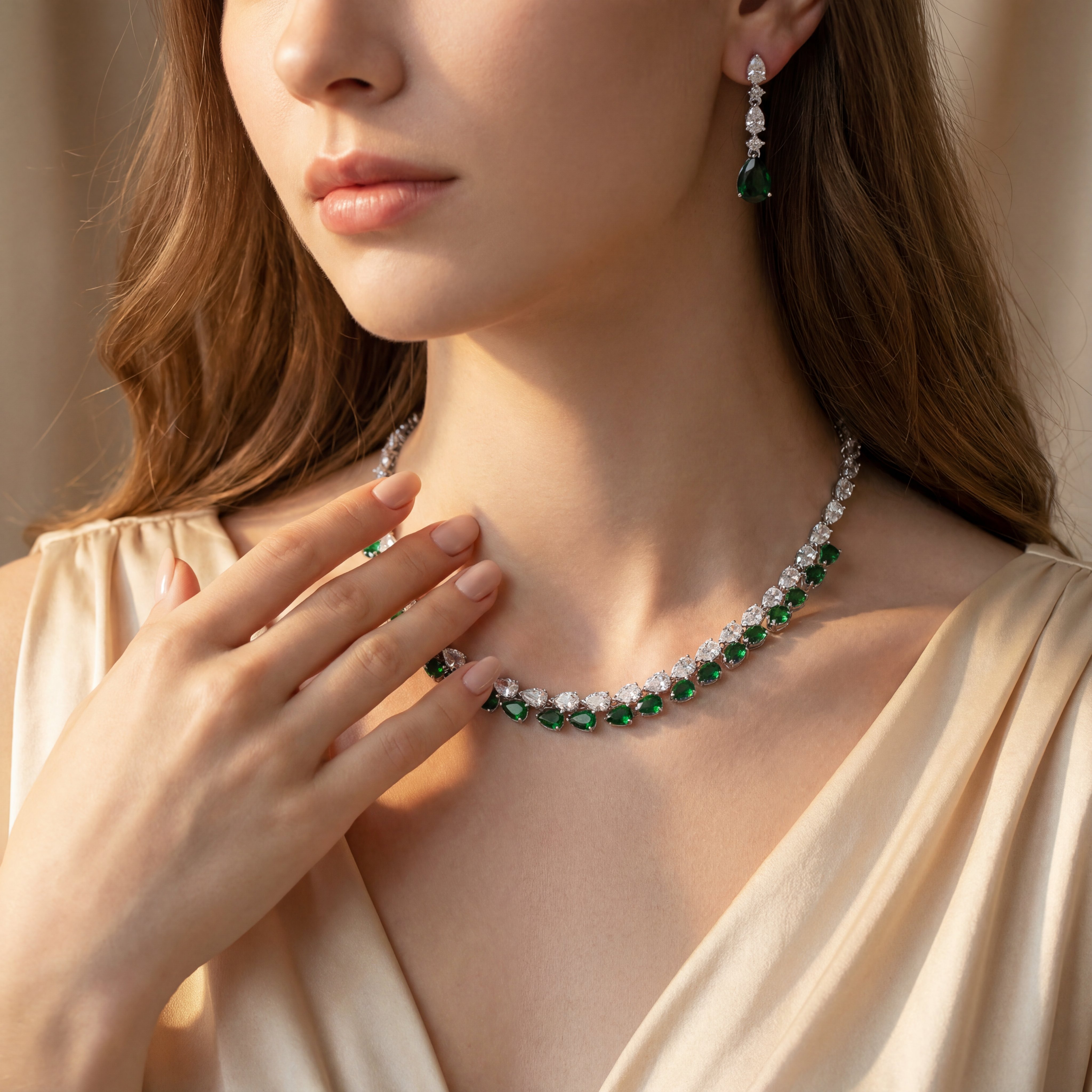 Luxury Women's Multi-Color Cubic Zirconia Jewelry Set, Gift for Brides
