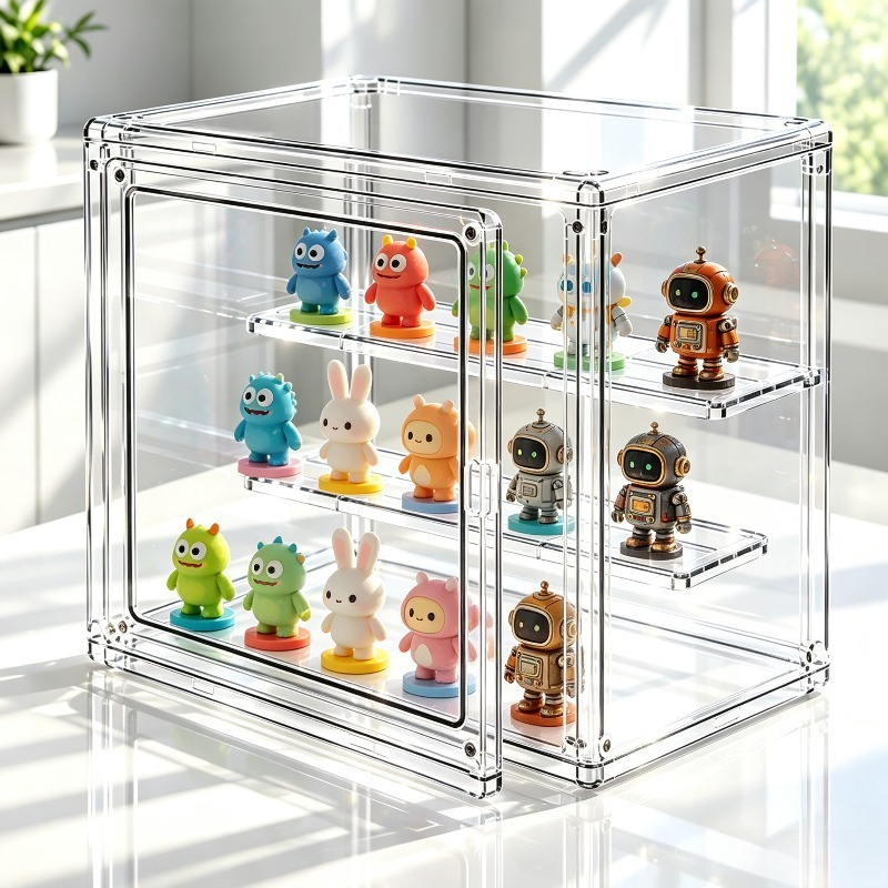 TEMU Three-tier Display Case Clear Display Case Storage Boxes Featuring -tier Acrylic Magnetic Door. Perfect For Storing Keepsakes, Organizing Items,