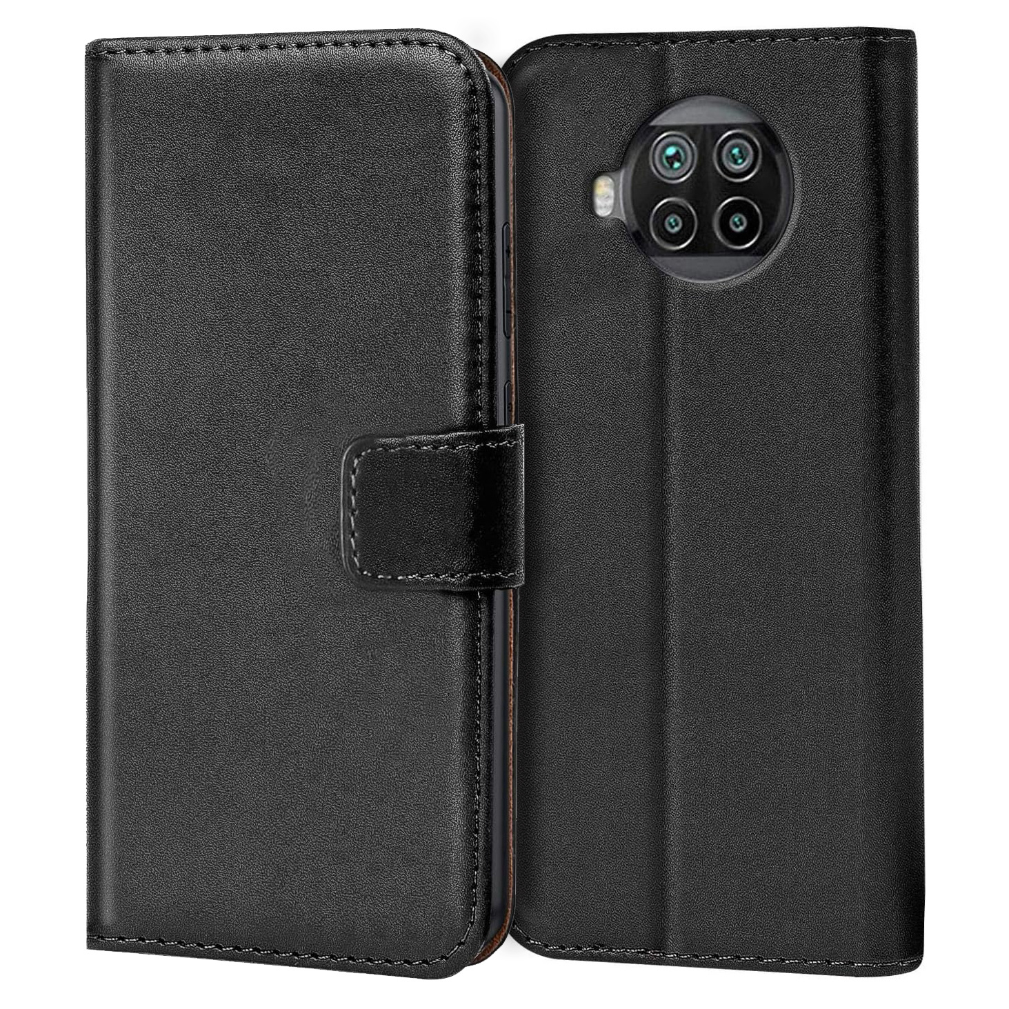 TEMU Phone Case - Cover For Xiaomi Mi 10t Lite, Wallet Style, , Made Of Faux Leather, Includes Card Slots And Stand Feature, Color: Black