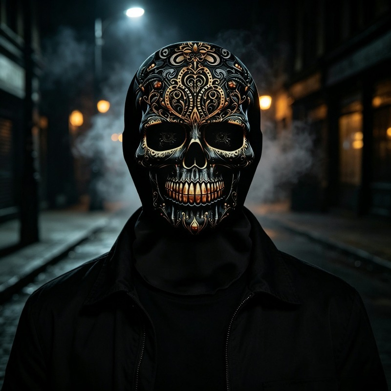 Horror Skull Printed Headgear Mask, Breathable for Halloween