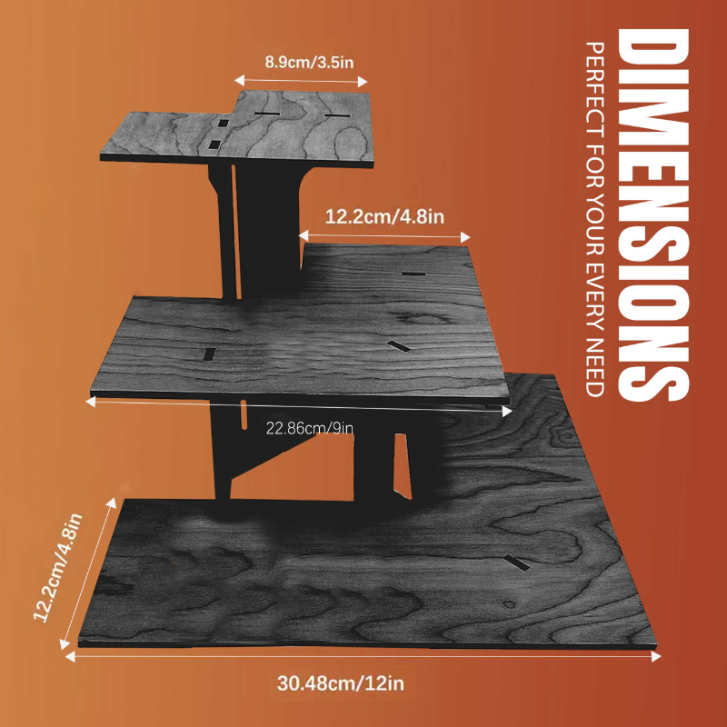 TEMU 3-layer Black Wooden Retail Display Stand, Portable Triangular Desktop Stand Suitable For Stores, Counters And Trade Shows, Durable And