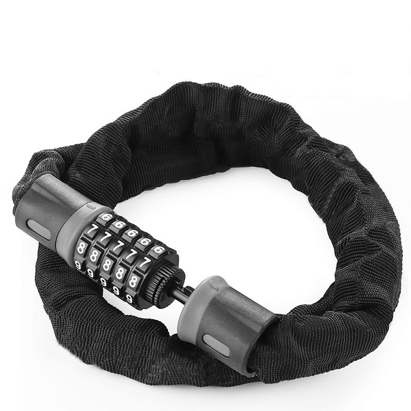 TEMU Heavy Duty Combination With 5- - Portable Chain Lock Suitable For Bike, Scooter, Ebike, Motorcycle, For Luggage, Helmet, Door - Heavy-duty