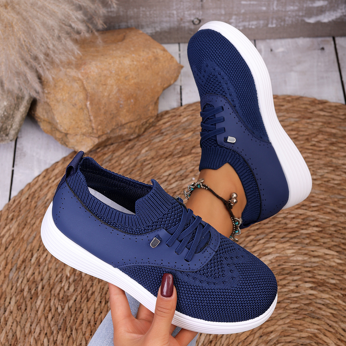 TEMU Breathable Casual Sneakers, Lightweight Lace-up Platform Shoes, Women's Versatile Commuting Walking Shoes, Women Shoes
