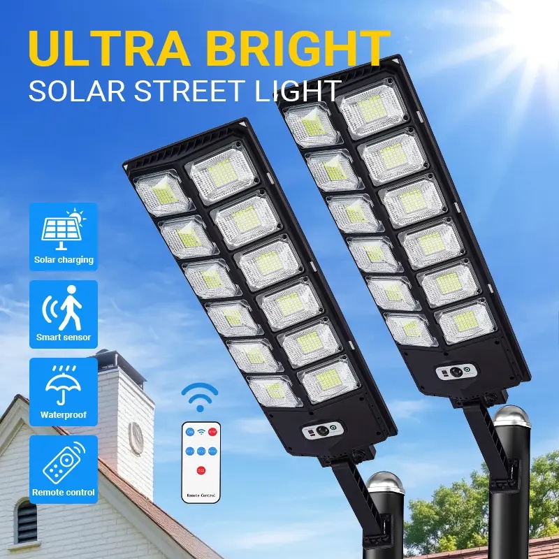 TEMU 4/2/1pc Lamparas Solares Exterior, Solar Street Lamp Road Lighting With Remote Control, Garden Light Dusk To Dawn, Solar Light Outdoor With
