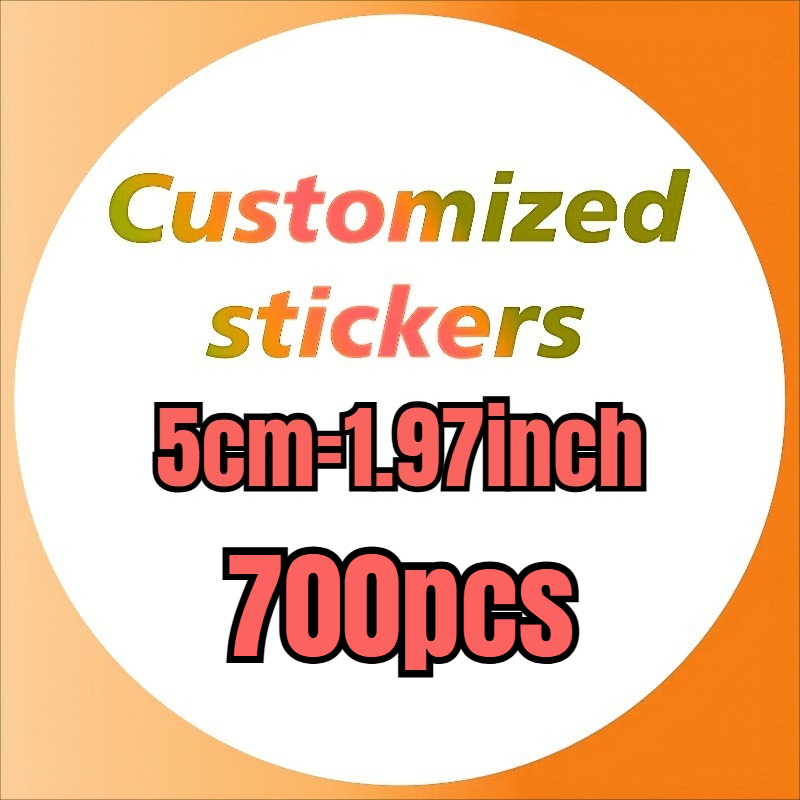 TEMU 100/200/300/400/500/700pcs (1.18/1.57/1.97/2.36/2.76/3.15/) Custom Stickers And Custom Logos, White Waterproof Round Logo Stickers, Multiple