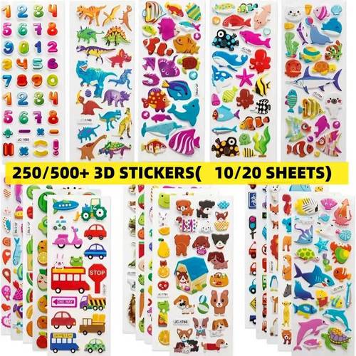 250 500pcs of stickers with diverse designs including 3d options letters numbers butterflies fish dinosaurs and other sticker puzzles stickers enhancing the to for and act creatively art supplies childrens sticker