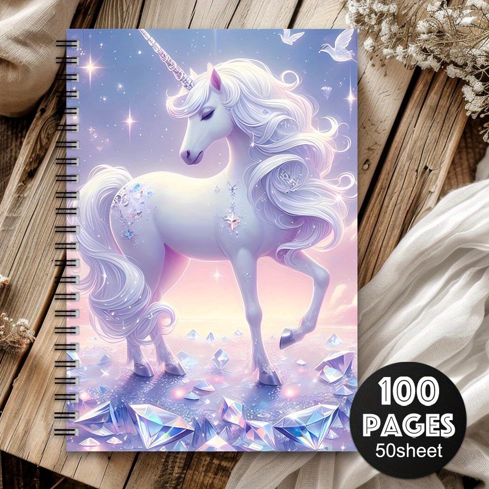 TEMU 1 Quirky Unicorn Spiral Notebook - A5 Size In And Purple Design With Stars, Suitable For Unicorn Lovers, Unicorn Gift, Pink Unicorn Sketchbook,